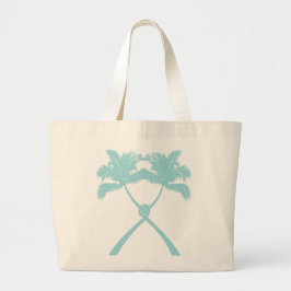 Tropisch geknoteerde palm Trees Beach Wedding Canv Grote Tote Bag