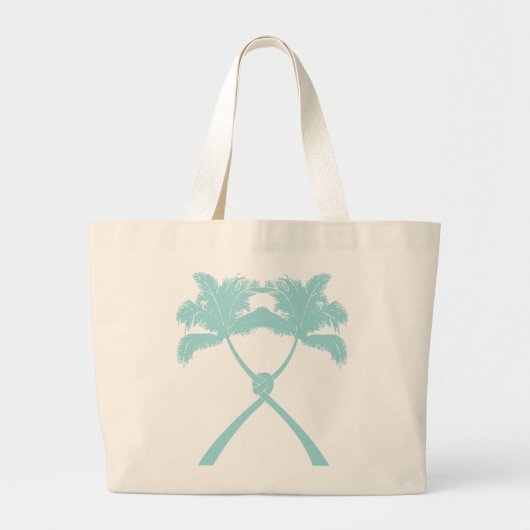Tropisch geknoteerde palm Trees Beach Wedding Canv Grote Tote Bag (Voorkant)
