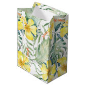 Tropisch gele hibiscus bloem bruiloft feest medium cadeauzakje (Voorkant Gekanteld)