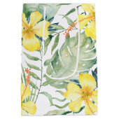 Tropisch gele hibiscus bloem bruiloft feest medium cadeauzakje (Achterkant)