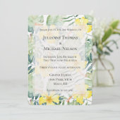 Tropisch Gele Hibiscus Bloemen Huwelijk Kaart (Staand voorkant)