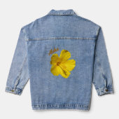 Tropisch gele Hibiscus Floral Hawaiian Aloha Denim Jacket (Achterkant)
