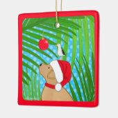 Tropisch gele Lab Santa-hond Kerst Ornament (Links)