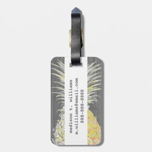 Tropisch gele Pinneapple Bagagelabel (Achterkant verticaal)