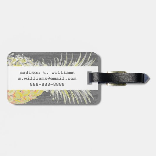 Tropisch gele Pinneapple Bagagelabel (Achterkant horizontaal)