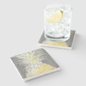 Tropisch gele Pinneapple Stenen Onderzetter (Zijkant)