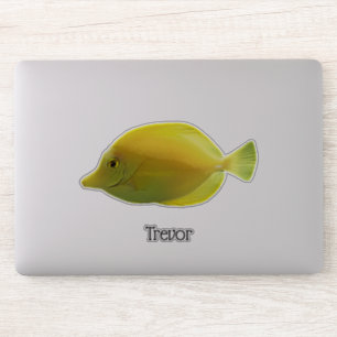 Tropisch gele vis met naam sticker