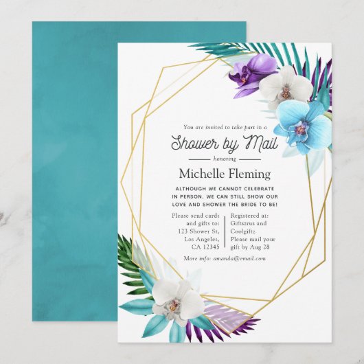 Tropisch Geometrisch Baby shower per post Kaart (Voorkant / Achterkant)