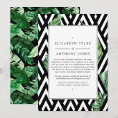 Tropisch Geometrisch Bos Bruiloft Gastvrijheid Ver Aankondiging (Voorkant / Achterkant)