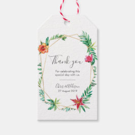 Tropisch geometrisch dank u labels voortrekken cadeaulabel