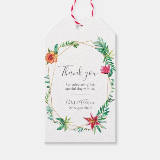 Tropisch geometrisch dank u labels voortrekken cadeaulabel (Voorkant)