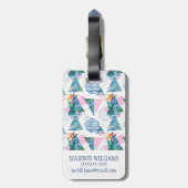 Tropisch geometrisch patroon bagagelabel (Achterkant verticaal)