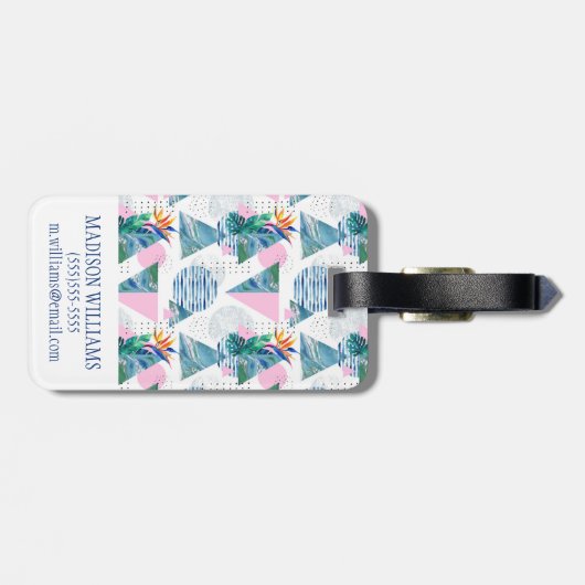 Tropisch geometrisch patroon bagagelabel (Achterkant horizontaal)