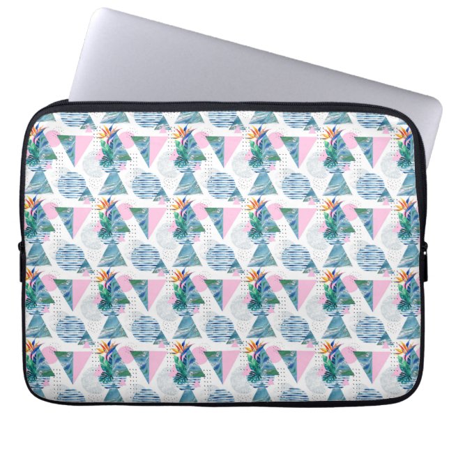 Tropisch geometrisch patroon laptop sleeve (Voorkant)