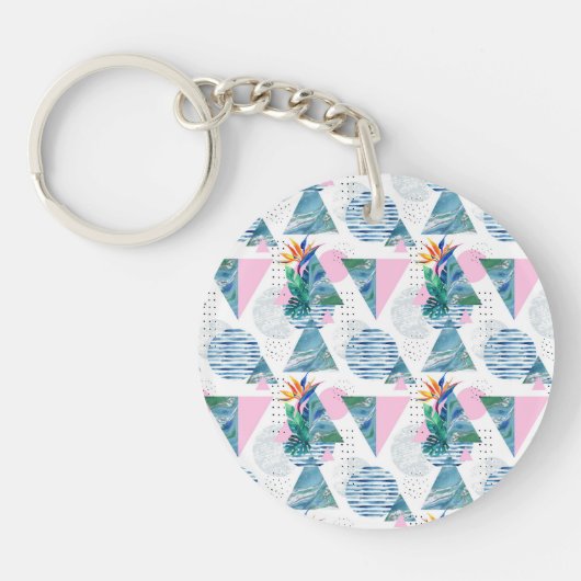 Tropisch geometrisch patroon sleutelhanger (Voorkant)