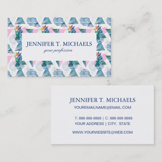 Tropisch geometrisch patroon visitekaartje (Voorkant / Achterkant)