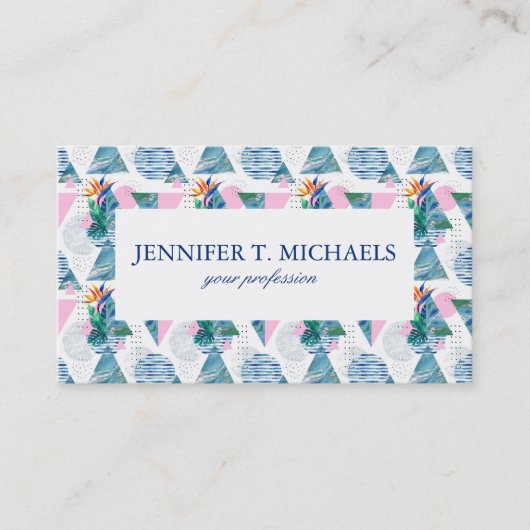 Tropisch geometrisch patroon visitekaartje (Voorkant)