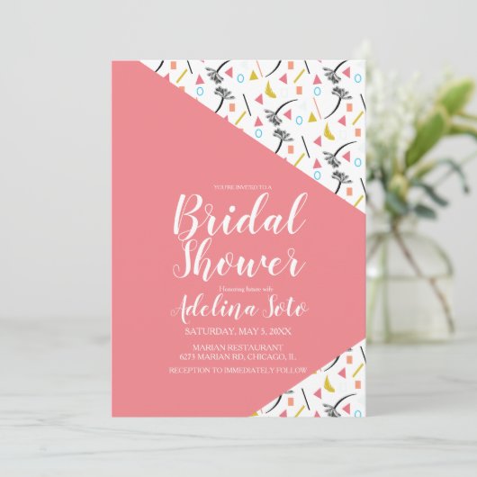 Tropisch geometrisch Vrijgezellenfeest van palmcol Kaart (Staand voorkant)