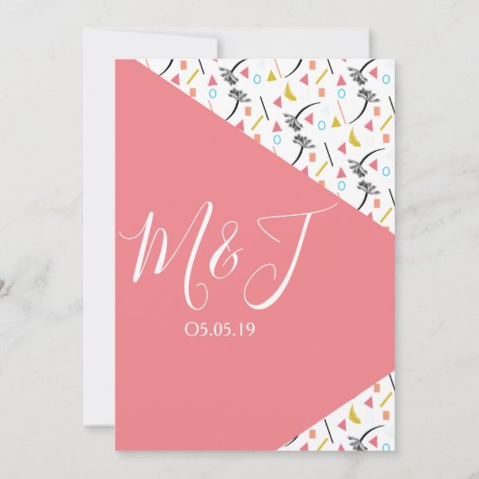 Tropisch geometrisch Vrijgezellenfeest van palmcol Kaart (Achterkant)