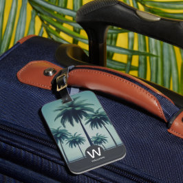 Tropisch gepersonaliseerd monogram bagagelabel