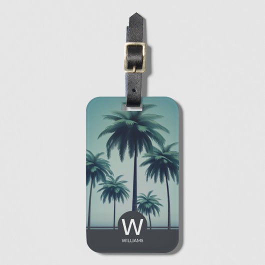 Tropisch gepersonaliseerd monogram bagagelabel (Voorkant (verticaal))