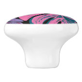 Tropisch geschilderd monstera roze groen blauw zwa keramische knop (Zijkant)