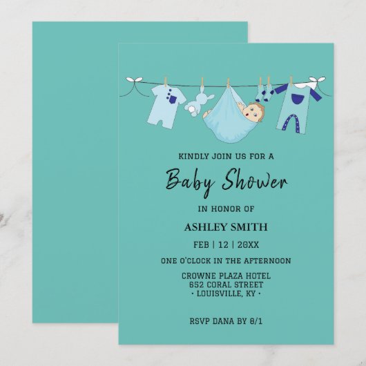 Tropisch getij Baby shower uitnodiging (Voorkant / Achterkant)