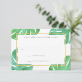 Tropisch getinte gouden antwoordkaarten RSVP kaartje (Staand voorkant)