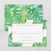Tropisch getinte gouden antwoordkaarten RSVP kaartje (Voorkant / Achterkant)