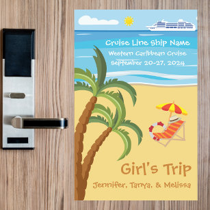 Tropisch Girl's Trip Cruise Deurdecoration Magnetisch Uitwisbaar Vel