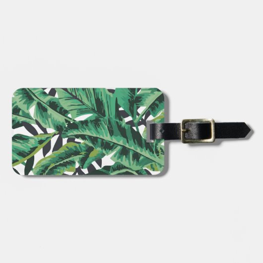 Tropisch glam Banana Leaf Pattern Bagagelabel (Voorkant horizontaal)