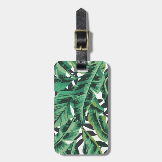 Tropisch glam Banana Leaf Pattern Bagagelabel (Voorkant verticaal)