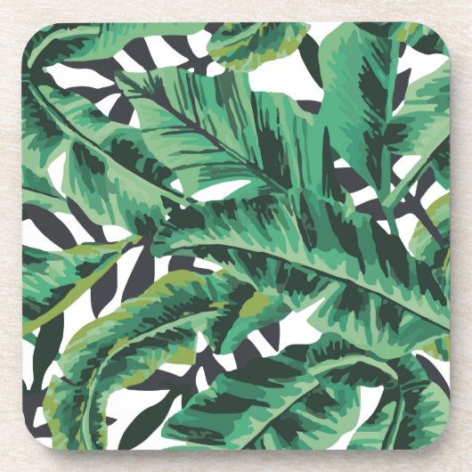 Tropisch glam Banana Leaf Pattern Bier Onderzetter (Voorkant)