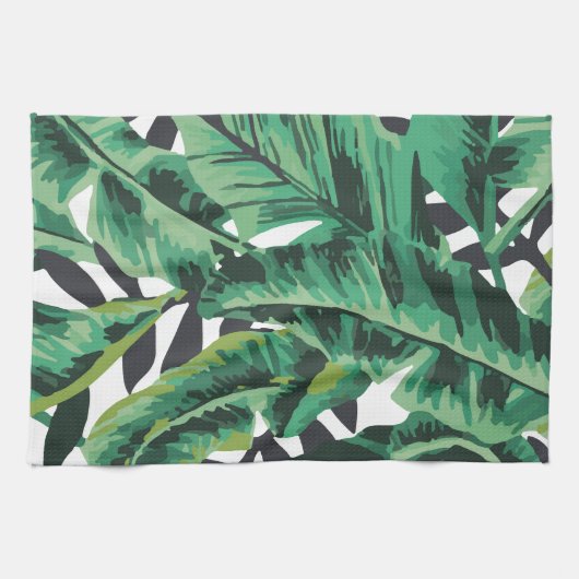 Tropisch glam Banana Leaf Pattern Theedoek (Horizontaal)