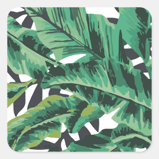 Tropisch glam Banana Leaf Pattern Vierkante Sticker (Voorkant)