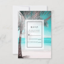 Tropisch Glam Roze Aqua Blauw Strand Palm RSVP ant