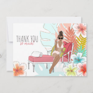 Tropisch Glitter Bachelorette-feest Afrikaanse Bru Bedankkaart
