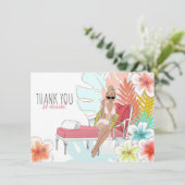 Tropisch glitter Bachelorette Party Blonde Bride Bedankkaart (Staand voorkant)