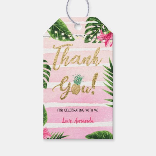 Tropisch Gold Aloha Baby shower Hartelijk dank Lab Cadeaulabel (Voorkant)