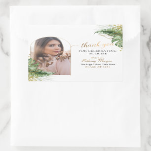 Tropisch Gold Arch Foto Afstuderen Hartelijk dank Rechthoekige Sticker