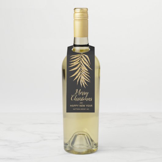 Tropisch Gold Glitter Palm Holiday Kerstmis Flessenhanger (Op fles)