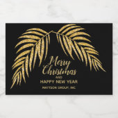 Tropisch Gold Glitter Palm Kerstfeestdag Mini Sparkling Wijnetiket (Enkel label)