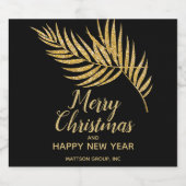 Tropisch Gold Glitter Palm-kerstfeestdag Sparkling Wijnetiket (Enkel label)