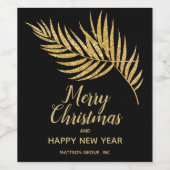 Tropisch Gold Glitter Palm-kerstfeestdag Wijn Etiket (Enkel label)