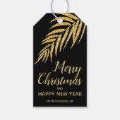 Tropisch Gold Glitter Palm Kerstmis Dank u Cadeaulabel (Voorkant)