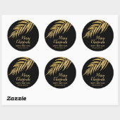 Tropisch Gold Glitter Palm Kerstmis Dank u Ronde Sticker (Vel)