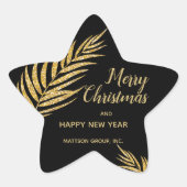 Tropisch Gold Glitter Palm Kerstmis Dank u Ster Sticker (Voorkant)