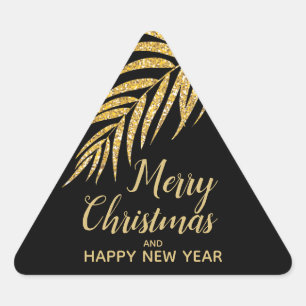 Tropisch Gold Glitter Palm Kerstmis Dank u Sticker