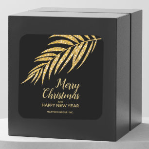 Tropisch Gold Glitter Palm Kerstmis Dank u Vierkante Sticker