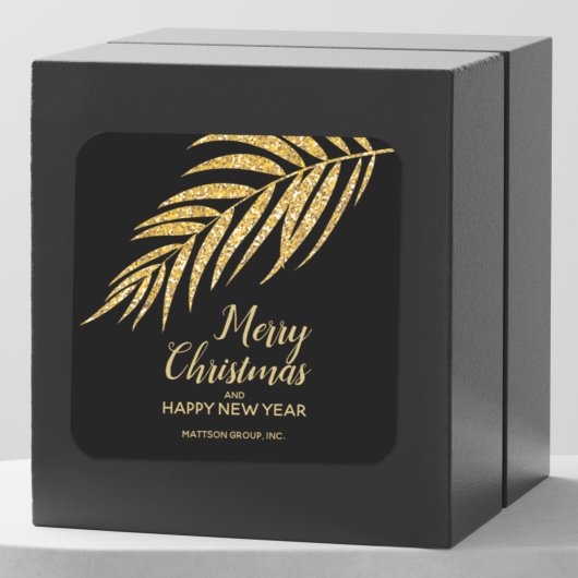 Tropisch Gold Glitter Palm Kerstmis Dank u Vierkante Sticker